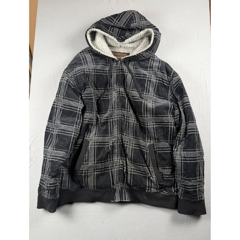 Machine Clothing Co Mens XXL Plaid Sherpa Lined Full Zip Hoodie Jacket